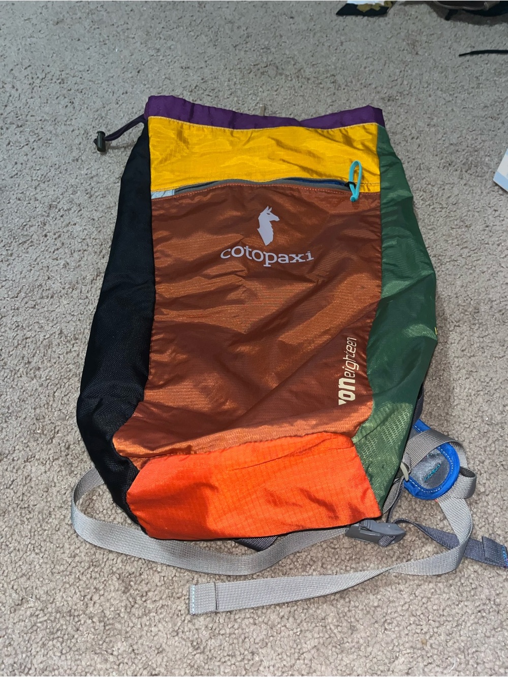 Cotopaxi Luzon 18L Del Dia Backpack Unique Colorway Earthy Brown Yellow Teal Sun